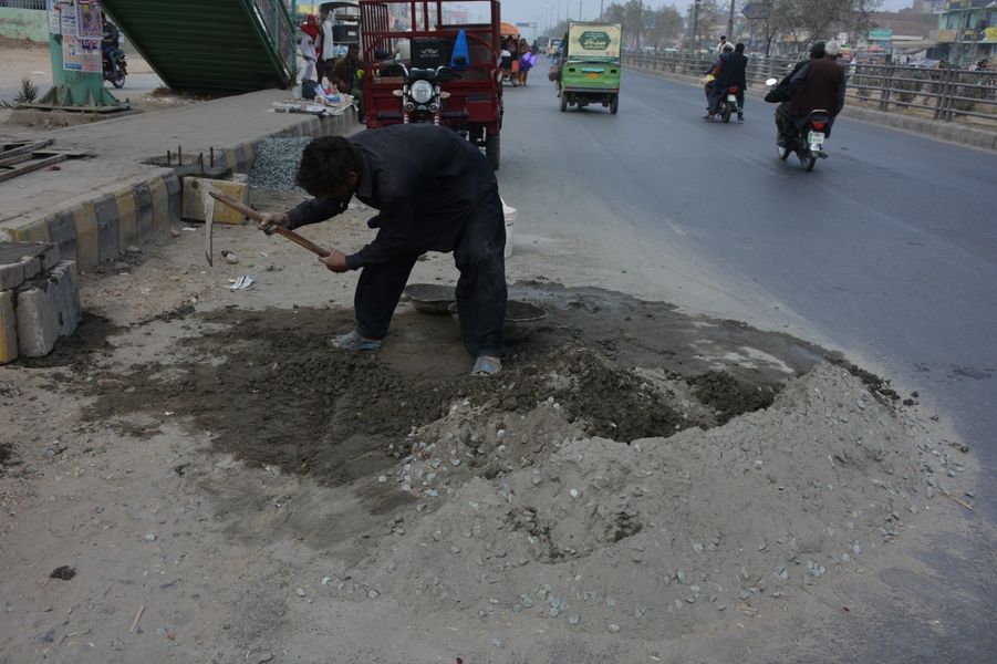 Foundation work is in progress at Gajjumatta Suwa Bus Stop